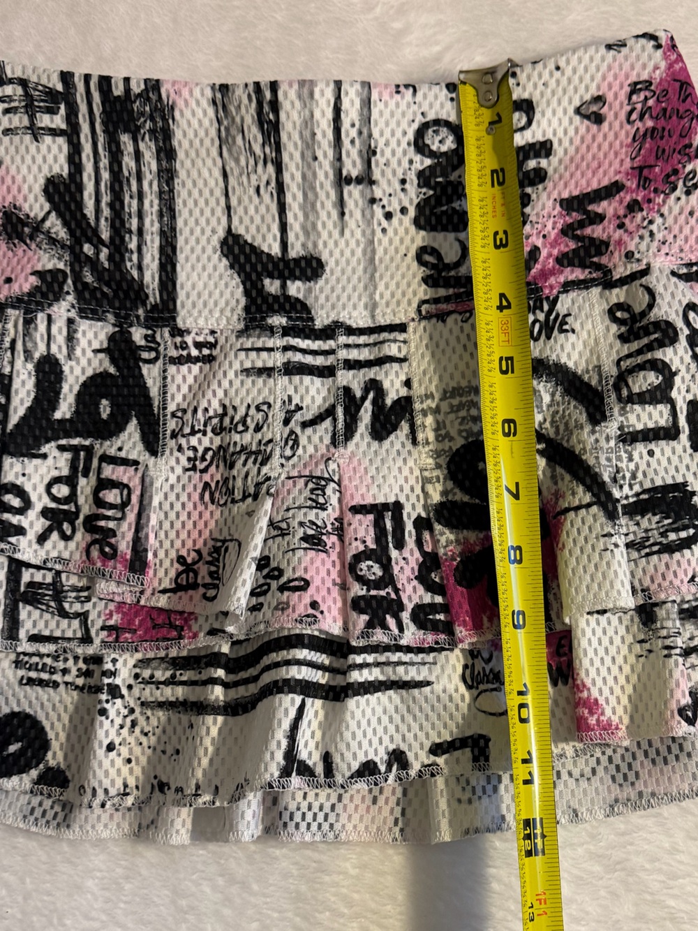 Lucky in Love White, Black and Pink Graphic Layered Skort - Picture 2 of 4